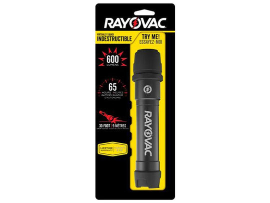Rayovac Industrial Virtually Indestructible LED Flashlight - 600 Lumens - Includes 6 x Aas (DIY6AA-BXTB)