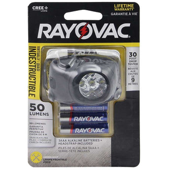 Rayovac Industrial DIYHL3AAA-BXTB Virtually Indestructible LED Headlight - 100 Lumens - Includes 3 x AAAs
