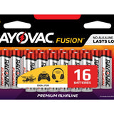 Rayovac Fusion 815-16SCT AA 1.5V Alkaline Button Top Batteries - 16 Piece Retail Card