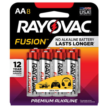 Rayovac Fusion 815-8CT AA 1.5V Alkaline Button Top Batteries - 8 Piece Retail Card