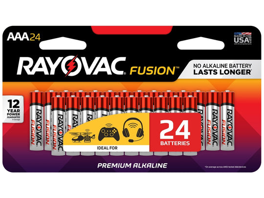 Rayovac Fusion 824-24SCT AAA 1.5V Alkaline Button Top Batteries - 24 Piece Retail Card