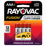 Rayovac Fusion 824-4T AAA 1.5V Alkaline Button Top Batteries - 4 Piece Retail Card