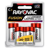 Rayovac Fusion 814-4T C-cell 1.5V Alkaline Button Top Batteries - 4 Piece Retail Card