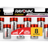 Rayovac Fusion 814-8CT C-cell 1.5V Alkaline Button Top Batteries - 8 Piece Retail Card