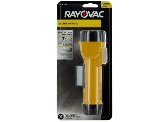 Rayovac Industrial WHKM2D-A Krypton Flashlight with Magnetic Side Mount - Incandescent Bulb - 17 Lumens - Uses 2 x D Cells (IN2-KMLD)