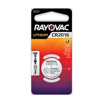 Rayovac Specialty KE CR2016 90mAh 3V Lithium Primary (LiMNO2) Coin Cell Battery for Keyless Entry - 1 Piece Retail Card