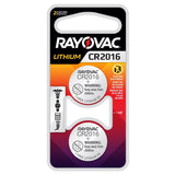Rayovac Specialty KE CR2016-2 90mAh 3V Lithium Primary (LiMNO2) Coin Cell Batteries for Keyless Entry - 2 Piece Retail Card