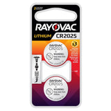 Rayovac Specialty KE CR2025-2 165mAh 3V Lithium Primary (LiMNO2) Coin Cell Batteries for Keyless Entry - 2 Piece Retail Card