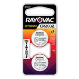 Rayovac Specialty KE CR2032-2 220mAh 3V Lithium Primary (LiMNO2) Coin Cell Battery for Keyless Entry - 2 Piece Retail Card