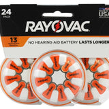 Rayovac 13-24 (24PK) Size 13 310mAh 1.45V Zinc Air Orange Hearing Aid Batteries - 24 Piece Retail Card