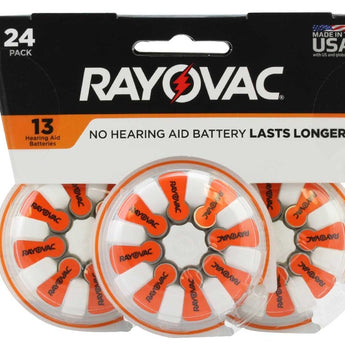 Rayovac 13-24 (24PK) Size 13 310mAh 1.45V Zinc Air Orange Hearing Aid Batteries - 24 Piece Retail Card