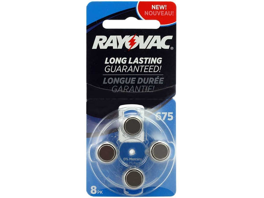 Rayovac L675ZA-8ZM (8PK) Size 675 650mAh 1.45V Blue Hearing Aid Batteries - 8 Piece Retail Card