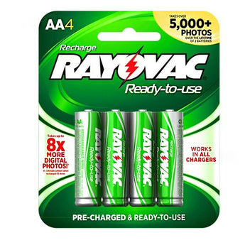 Rayovac Rechargeable LD715-4OPA AA 1350mAh 1.2V Nickel Metal Hydride (NiMH) Button Top Batteries - 4 Piece Retail Card