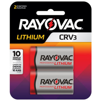 Rayovac RL CRV3 3700mAh 3V Lithium Primary (LiMNO2) Flat Top Photo Batteries - 2 Pack Retail Card