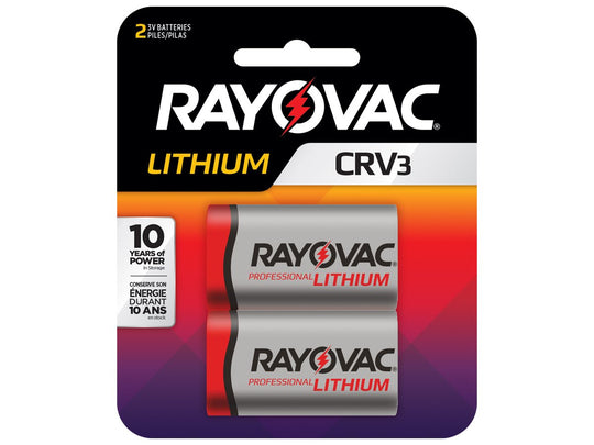 Rayovac RL CRV3 3700mAh 3V Lithium Primary (LiMNO2) Flat Top Photo Batteries - 2 Pack Retail Card