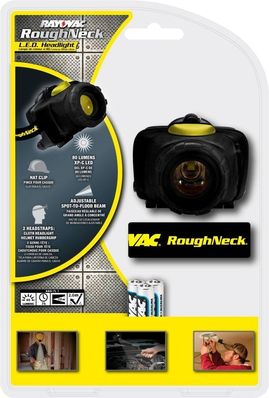 Rayovac Roughneck LED Multi-Use Headlight - 80 Lumens - Includes 3 x AAAs (RNHL3AAA-B)