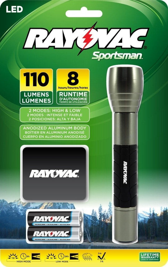 Rayovac Sportsman LED Flashlight with Holster - 110 Lumen - Includes 2 x AAs (SP-BA)