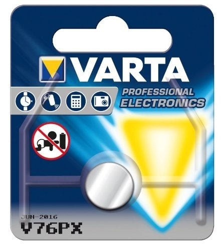 Varta V76PX 145mAh 1.55V Electronic Silver Oxide Coin Cell Battery (V4075101401) - Retail Card