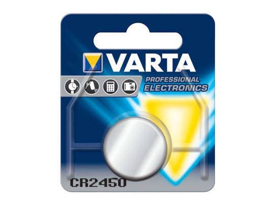 Varta Electronics 6450 CR2450 620mAh 3V Lithium Primary (LiMnO2) Coin Cell Battery - 1 Piece Retail Card