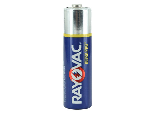 Rayovac Ultra Pro button top AA upright angle