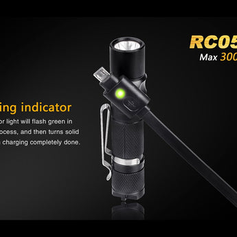 Fenix RC05 Rechargeable Flashlight with Magnetic Charging Cable - CREE XP-G2 R5 LED - 300 Lumens - Includes 1 x 14500
