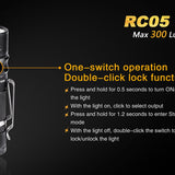 Fenix RC05 Rechargeable Flashlight with Magnetic Charging Cable - CREE XP-G2 R5 LED - 300 Lumens - Includes 1 x 14500