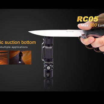 Fenix RC05 Rechargeable Flashlight with Magnetic Charging Cable - CREE XP-G2 R5 LED - 300 Lumens - Includes 1 x 14500