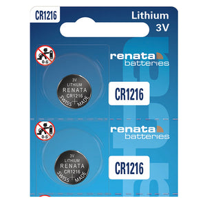 Renata CR1216-MFR-SC2 25mAh 3V Lithium Primary (LiMNO2) Coin Cell Battery - 2 Piece Retail Card