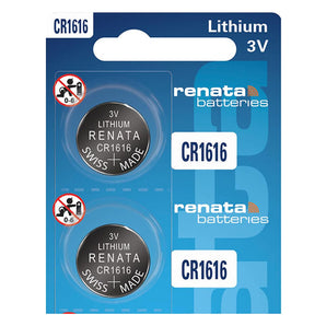 Renata CR1616-SC2 50mAh 3V Lithium Primary (LiMNO2) Coin Cell Battery - 2 Piece Retail Card