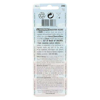 Renata 390 MPS 80mAh 1.55V Silver Oxide Coin Cell Battery - 1 Piece Tear Strip, Sold Individually