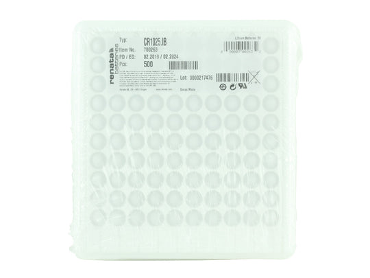 Renata CR1025 Bare Coin Cell Battery Lithium Li-MnO2 3V - Tray of 300