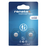 Renata CR1025 3V Lithium Battery - 2-pack retail packaging