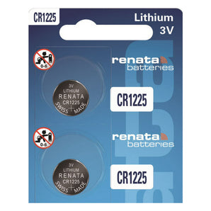 Renata CR1225 3V Lithium Battery - 2-pack retail packaging