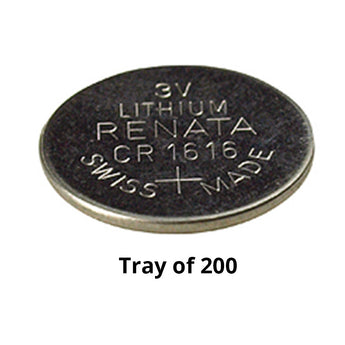 Renata CR1616 Bare Coin Cell Battery Lithium Li-MnO2 3V - Tray of 200