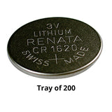Renata CR1620 Bare Coin Cell Battery Lithium Li-MnO2 3V - Tray of 200