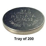 Renata CR1632 Bare Coin Cell Battery Lithium Li-MnO2 3V - Tray of 200