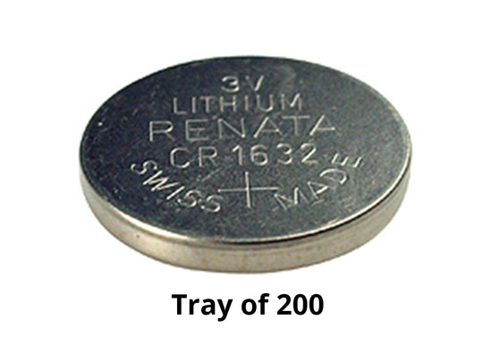 Renata CR1632 Bare Coin Cell Battery Lithium Li-MnO2 3V - Tray of 200
