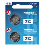 Renata CR1632 Coin Cell Battery - 2-pack retail packaging