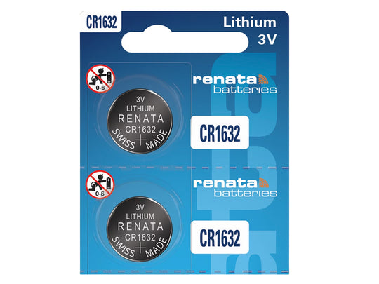 Renata CR1632 Coin Cell Battery - 2-pack retail packaging