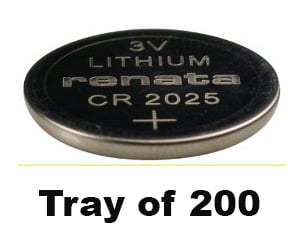 Renata CR2025 Bare Coin Cell Battery Lithium Li-MnO2 3V - Tray of 200