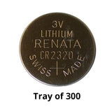 Renata CR2320 3V Coin Cell Batteries Lithium (Li-MnO2) - Tray of 300