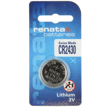 Renata CR2430 285mAh 3V Lithium (LiMNO2) Coin Cell Battery - 1 Piece Small Retail Card
