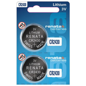 Renata CR2430 3V Lithium Battery - 2 pack retail packaging