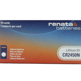 Renata CR2450N-SC 540mAh 3V Lithium Primary (LiMNO2) Coin Cell Battery - 1 Piece Retail Card