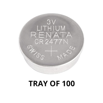 Renata CR2477 Bare Coin Cell Battery Lithium Li-MnO2 3V - Tray of 100