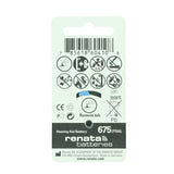 Renata ZA675 (6PK) Size 675 650mAh 1.45V Blue Hearing Aid Batteries - 6 Pack Retail Card