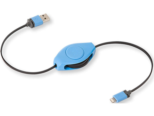 ReTrak Retractable iPhone 5/6 iPad Lightning Charge and Sync Cable - Blue