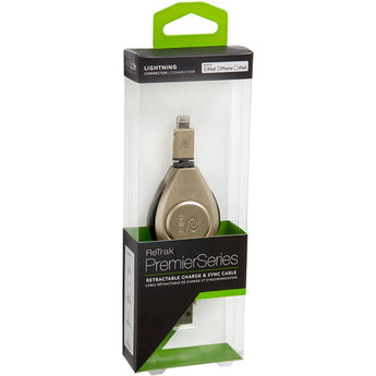 ReTrak Retractable iPhone 5/iPad Lightning Charge and Sync Cable - Gold