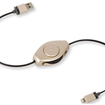 ReTrak Retractable iPhone 5/iPad Lightning Charge and Sync Cable - Gold