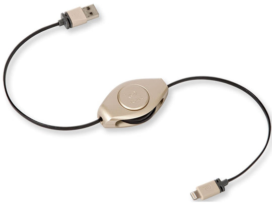 ReTrak Retractable iPhone 5/iPad Lightning Charge and Sync Cable - Gold
